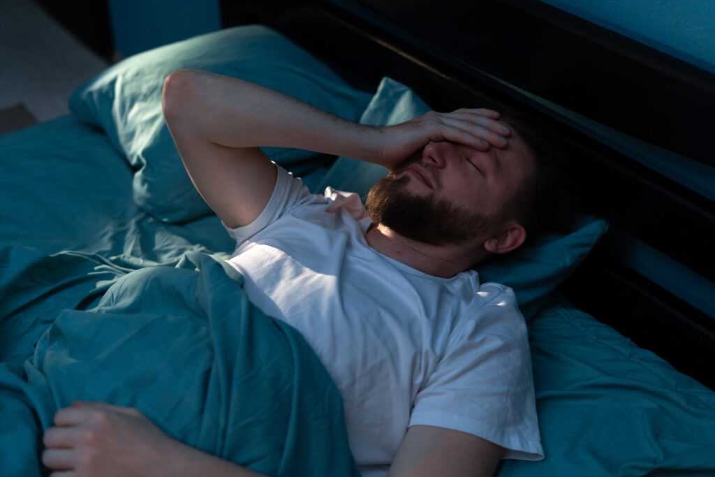 Restless veteran dealing with sleep problems related to migraine secondary conditions